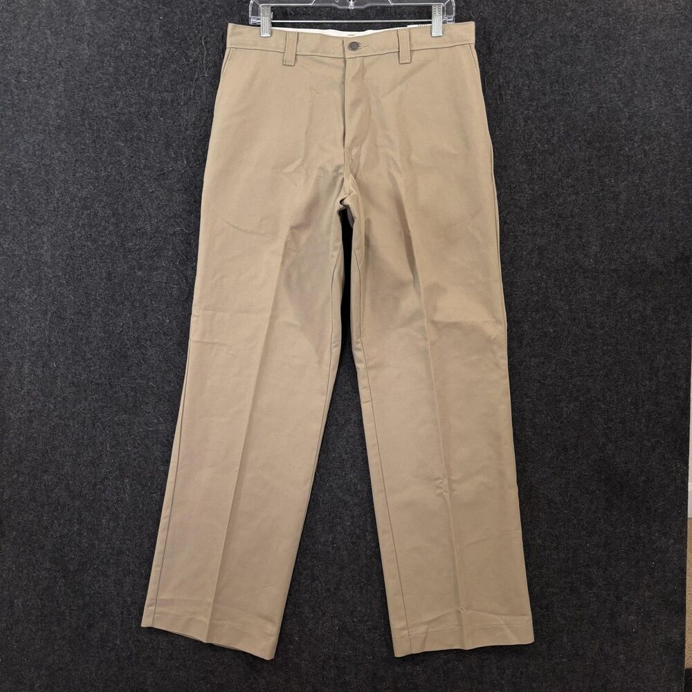 Dickies Work Pants Men's 33x32 Khaki Canvas Khaki Chino Straight Leg Workwear